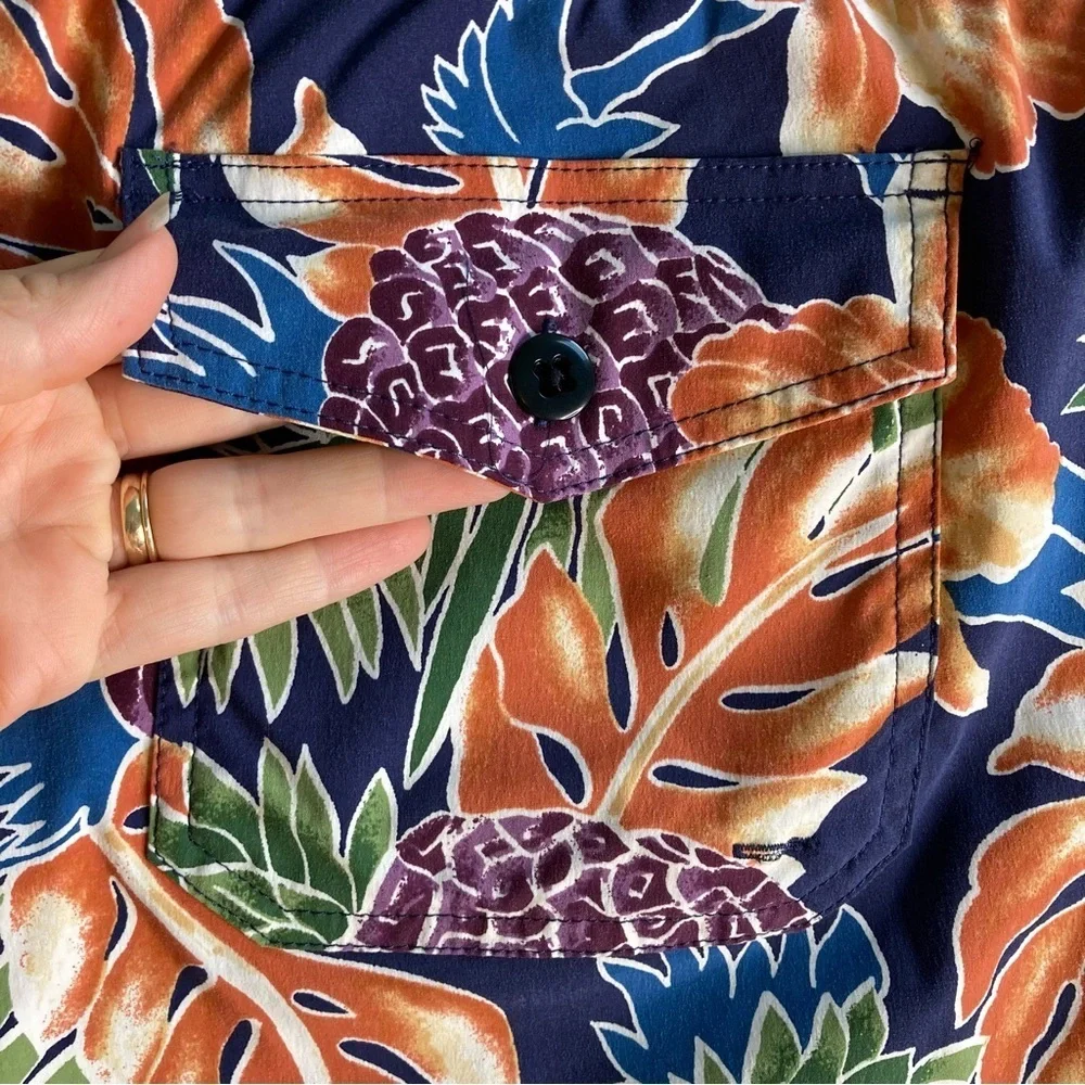 J Crew Tropical Print Drawstring Elastic Waist Swim Trunk with Liner (Size‎ XXL)